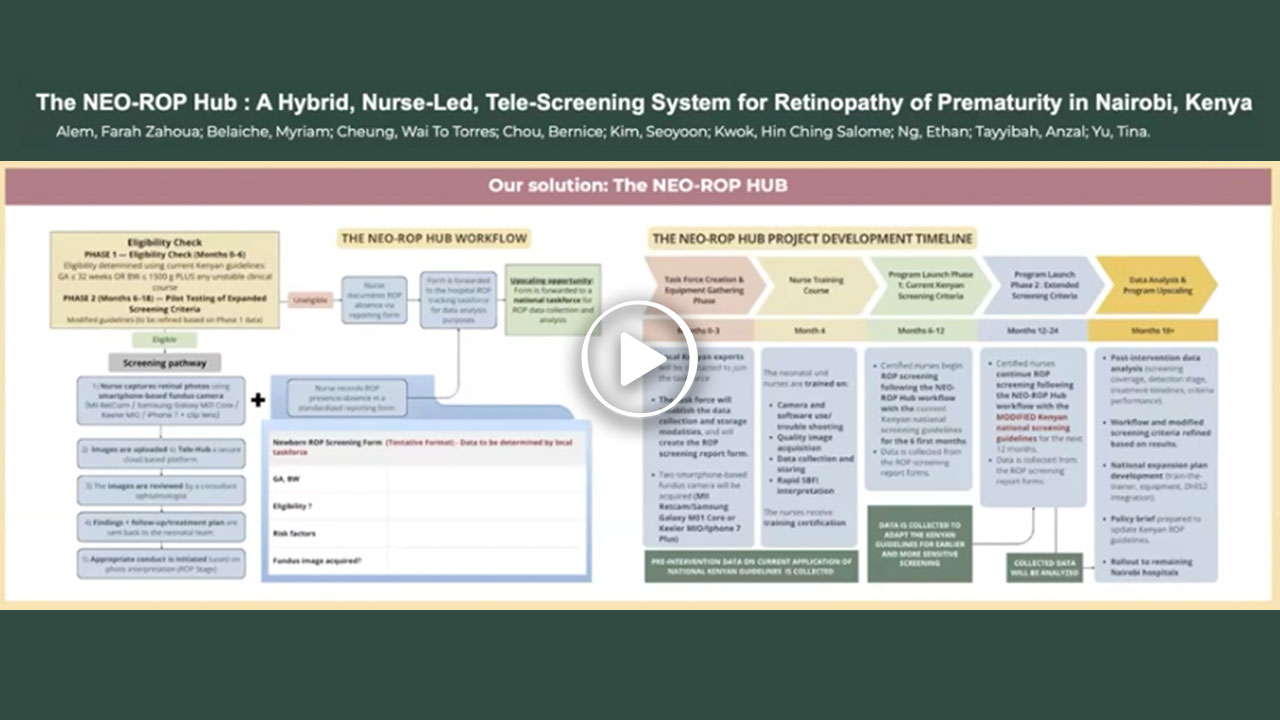 Team 7 Video Poster: The NEO-ROP Hub - A Hybrid, Nurse-Led, Tele-Screening System Retinopathy of Prematurity in Nairobi Kenya